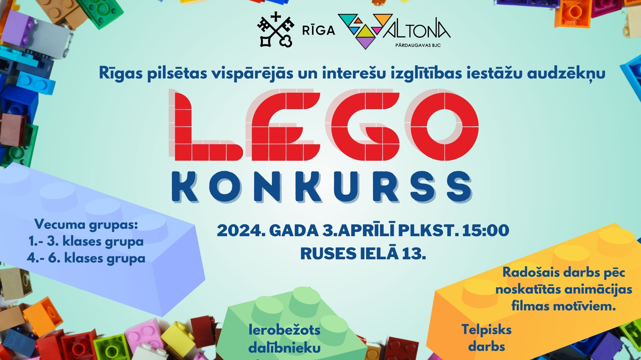 Aicina Rīgas vispārējās un interešu izglītības iestāžu audzēkņus piedalīties LEGO konkursā