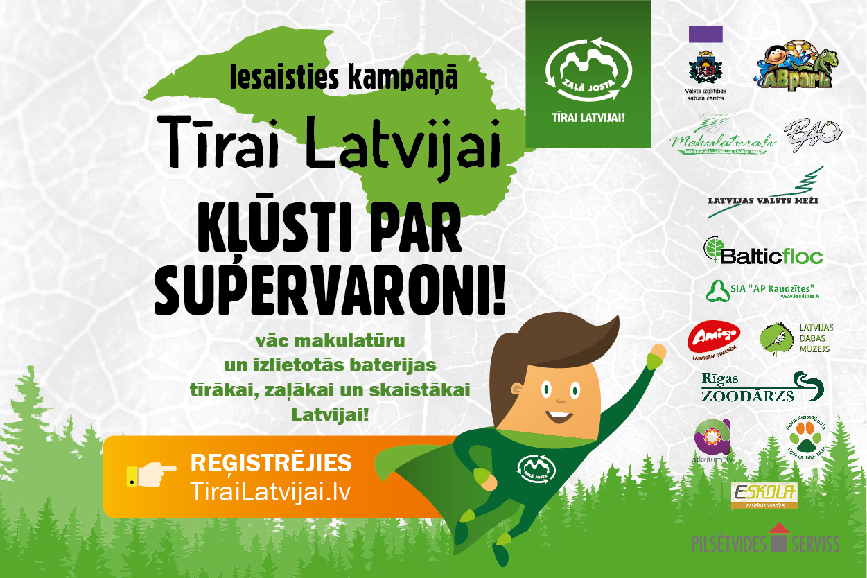 Kampaņā “Tīrai Latvijai!” izglītības iestāžu audzēkņi tiek aicināti vākt izlietotas baterijas un makulatūru