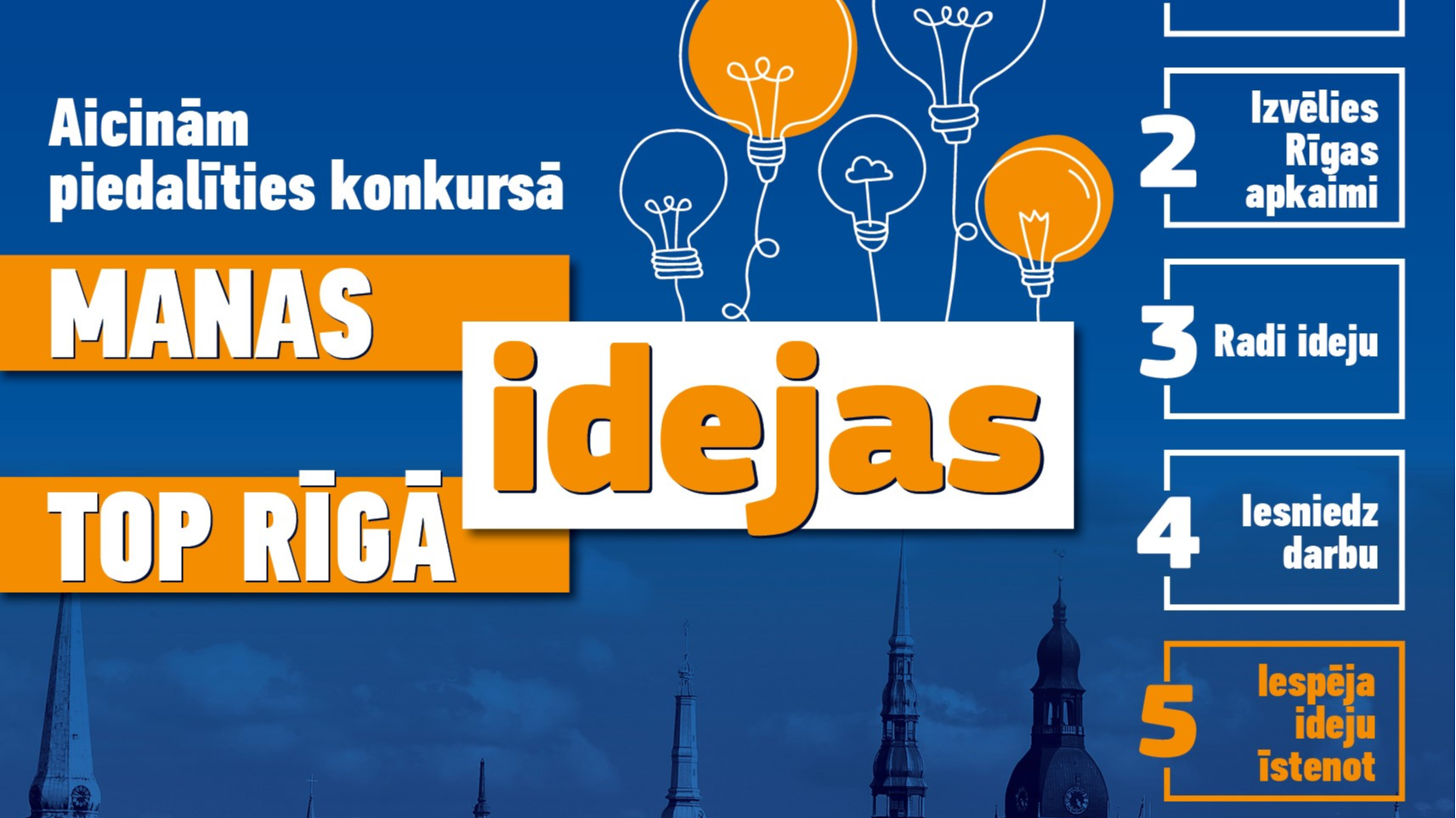 Līdz 8. maijam pagarināts pieteikšanās termiņš konkursam „Manas idejas top Rīgā”