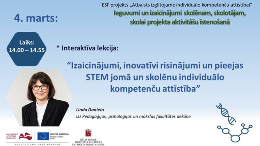 ESF projekta “Atbalsts izglītojamo kompetenču attīstībai ietvaros” tiešsaistes vebinārs 4. martā