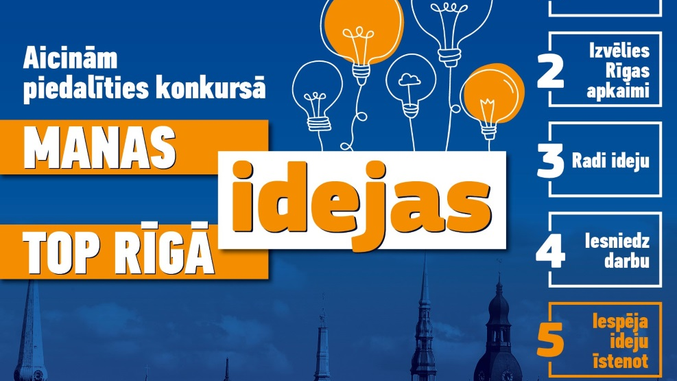 Aicinām Rīgas skolu audzēkņus piedalīties ideju konkursā „Manas idejas top Rīgā”