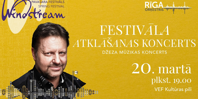 Festivāla atklāšanas koncerta plakāts ar diriģentu Štefenu Šornu