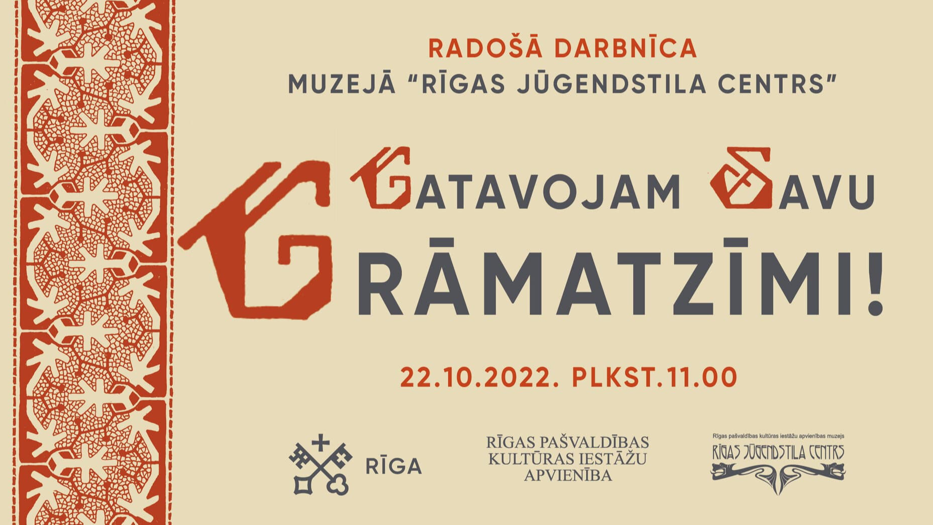 Radošā darbnīca “Gatavojam savu grāmatzīmi!” muzejā “Rīgas Jūgendstila centrs” 