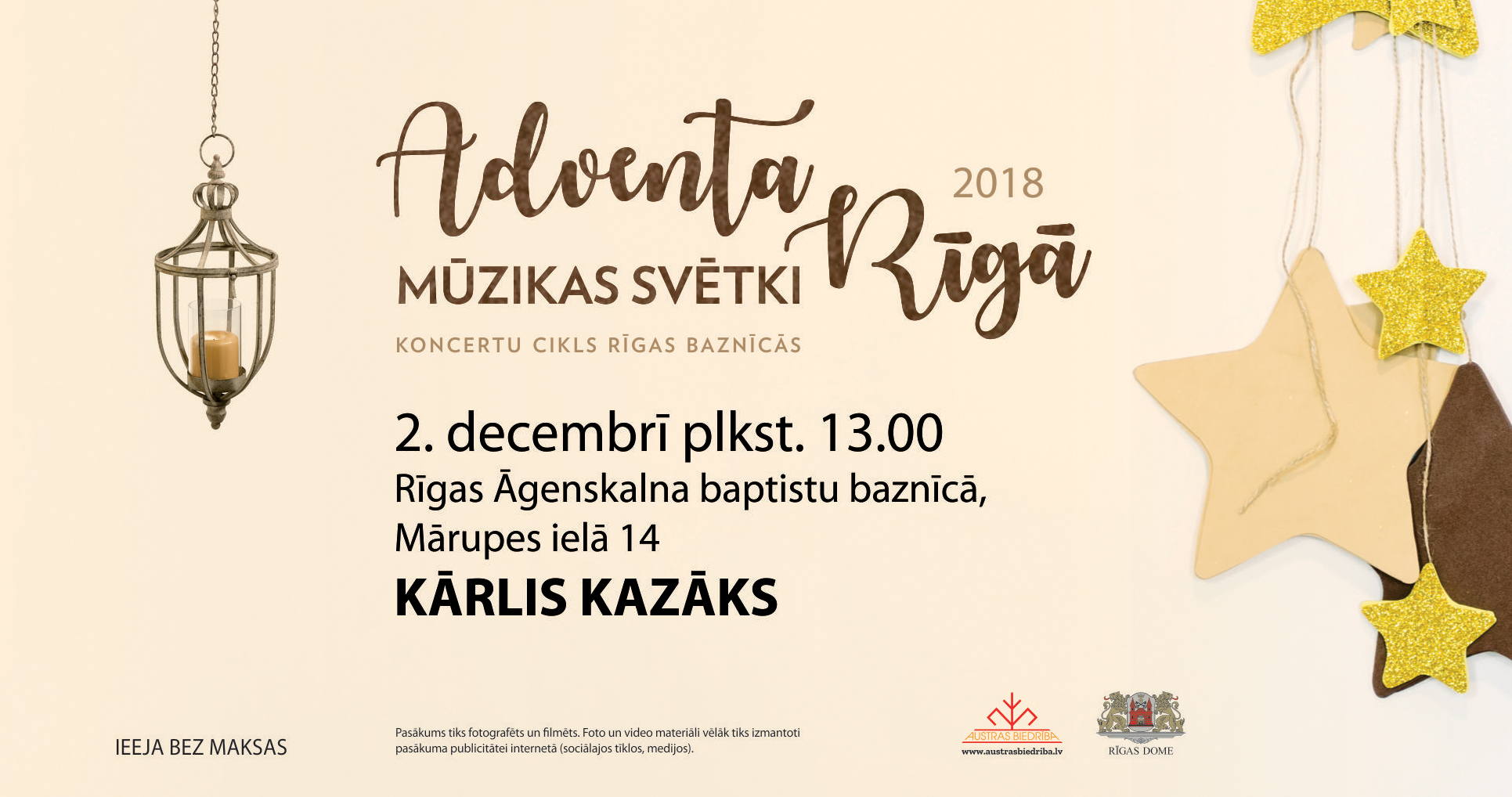 Adventa mūzikas svētkos šonedēļ muzicē Kārlis Kazāks un Haralds Sīmanis