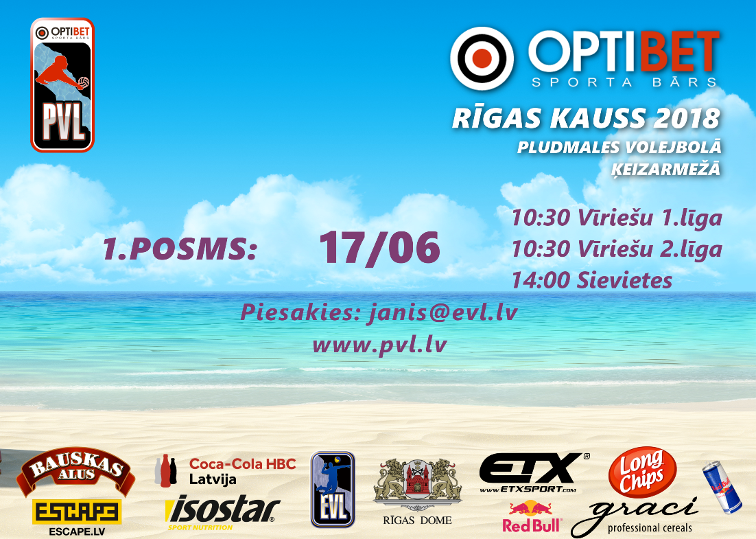 Aicina piedalīties Optibet Rīgas pludmales volejbola kausā